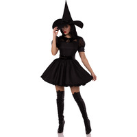 3PC.Bewitching Witch dress w/organza belt hat LARGE BLACK
