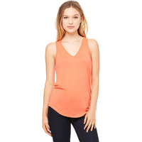 Ladies Flowy V-Neck Tank - cORAL - S(D0102H7K548)