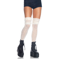 Acrylic pointelle over the knee scrunch sock O/S IVORY