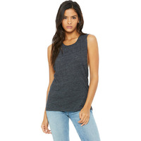 Ladies Flowy Scoop Muscle Tank - WHITE - S(D0102H7K5FX)