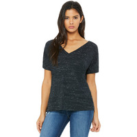 Ladies Slouchy V-Neck T-Shirt - BLAcK - S(D0102H7W1HJ)