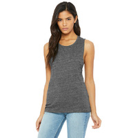 Ladies Flowy Scoop Muscle Tank - WHITE - S(D0102H7KRFP)
