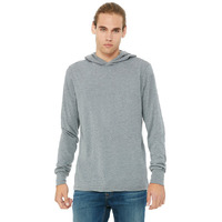 Unisex Jersey Long-Sleeve Hoodie - HEATHER NAVY - XS(D0102H7WF28)