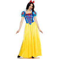 2PC.Classic Snow White long dress with matching bow headband LARGE MULTICOLOR