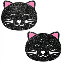 Kitty Black Glitter Cat Pasties O/S(D0102H50E67.)