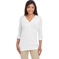 Ladies Perfect FitY-Placket convertible Sleeve Knit Top - WHITE - XS(D0102H7YEPP)