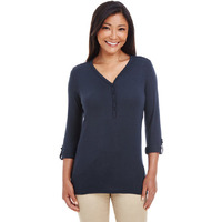 Ladies Perfect FitY-Placket convertible Sleeve Knit Top - WHITE - XS(D0102H7YEP8)