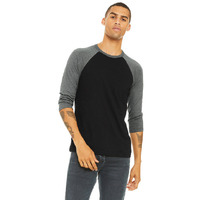 Unisex 34-Sleeve Baseball T-Shirt - gRY cHR BLK TRB - S(D0102H7WgUJ)