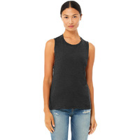 Ladies Flowy Scoop Muscle Tank - WHITE - S(D0102H7KRL6)