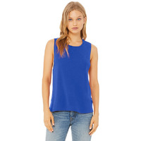 Ladies Flowy Scoop Muscle Tank - WHITE - S(D0102H7KRI6)