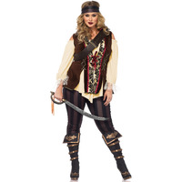 4PC.Captain Blackheart,shirt vest,leggings,body strap,head scarf