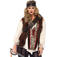 4PC.Captain Blackheart,shirt vest,leggings,body strap,head scarf 1X-2X MULTICOLOR