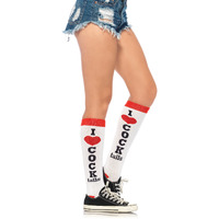 Cocktails acrylic knee socks O/S WHITE/RED