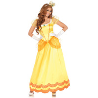 2PC.Sunflower Princess,long satin gown and jewel crown MEDIUM YELLOW/ORANGE