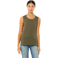 Ladies Flowy Scoop Muscle Tank - WHITE - S(D0102H7KRJX)