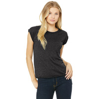 Ladies Flowy Muscle T-Shirt with Rolled cuff - DARK gRY HEATHER - S(D0102H7WXH6)