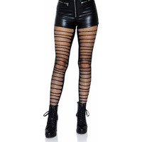 Double layer shredded spandex and fishnet tights
