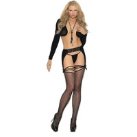 FISHNET GARTER BELT HOSE BLACK O/S