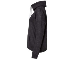 J. America Womens Mlange Fleece Cowl Neck Sweatshirt - Black, S