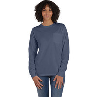 Unisex garment-Dyed Long-Sleeve T-Shirt with Pocket - NEW RAILROAD - S(D0102H7K1c2)