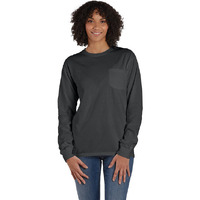 Unisex garment-Dyed Long-Sleeve T-Shirt with Pocket - NEW RAILROAD - S(D0102H7K142)