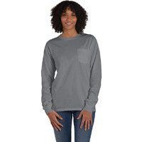 Unisex garment-Dyed Long-Sleeve T-Shirt with Pocket - NEW RAILROAD - S(D0102H7K1ZP)