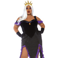 2 PC Sultry Sea Witch, includes velvet dress with shimmer tentacle skirt and crown headband.
