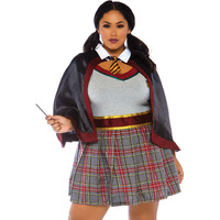 2 PC Spellbinding School Girl, includes dress with badge accents and cape with attached tie.