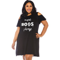 More Boos jersey dress with pockets and cold shoulder sleeves.