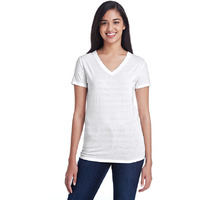 Threadfast Apparel 252RV Ladies Invisible Stripe V-Neck T-Shirt
