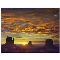 The Mittens and Merrick Butte at sunrise, Monument Valley, Arizona-Paper Art-34"x26"