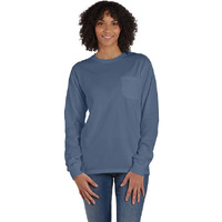 Unisex garment-Dyed Long-Sleeve T-Shirt with Pocket - NEW RAILROAD - S(D0102H7YT92)