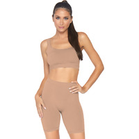 2 PC Seamless opaque spandex crop tank and bike shorts.