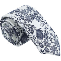 Formal/Casual Neckties Men Cotton Neckties Beige Blue Flower Neckties Skinny 6cm