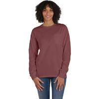Unisex garment-Dyed Long-Sleeve T-Shirt with Pocket - NEW RAILROAD - S(D0102H7YTA2)