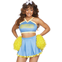 3 PC Cheer Squad Cutie, includes crop top, pleated skirt, and pom poms.
