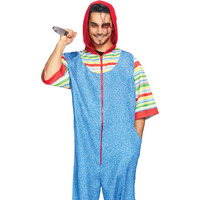 Creepy Killer, features printed hooded jumpsuit with pockets and double sided zipper.