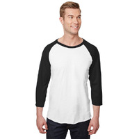 Unisex Premium Blend Ring-Spun 34 Sleeve Raglan T-Shirt - WHITE cHAR HTHR - 3XL(D0102H7M0PP)