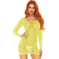 Crochet lace long sleeved mini dress.