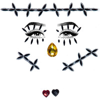 Stitches adhesive face jewels sticker.