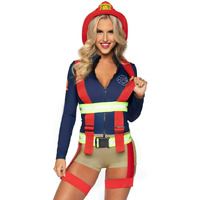 2 PC Hot Zone Honey, includes zip up romper with patch accent and reflective garter suspenders.