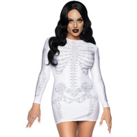 Spandex rhinestone skeleton dress.