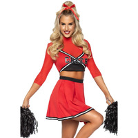 3 PC Varsity Babe, includes crop top with cheer logo, pleated skirt, and pom poms.