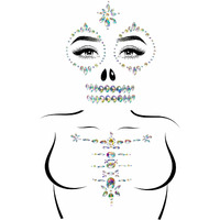 Skeleton adhesive face and chest jewel stickers.