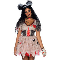 3 PC Deadly Voodoo Doll, includes printed dress with net and stitch accents, heart choker, and doll bracelet.