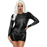 Spandex rhinestone skeleton dress.