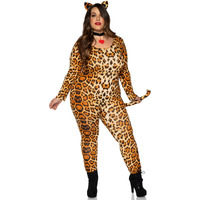3 PC Cougar, includes brushed lycra catsuit with attached tail, heart choker collar, and ear headband.