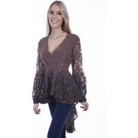 HI/LO SURPLICE TOP W/BALLOON SLEEVES