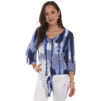 TIE DYE TIE FRONT BLOUSE