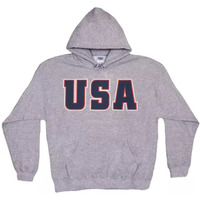 USA Flag Pullover/Hood Sweatshirt Grey - XL